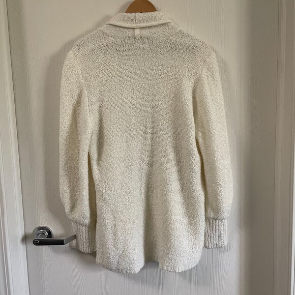 Vintage 80s White Chunky Knit Cardigan Slouchy Open Front Sweater | Size M-XL - Picture 12 of 13